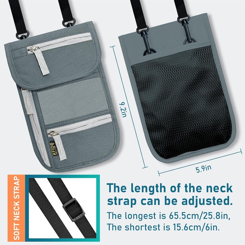 Jonyee Travel Neck Wallet, RFID Blocking Passport Holder with Adjustable Neck Strap for Men and Women to Keep Cash, Credit Cards and Travel Documents Safe - A - Image 5